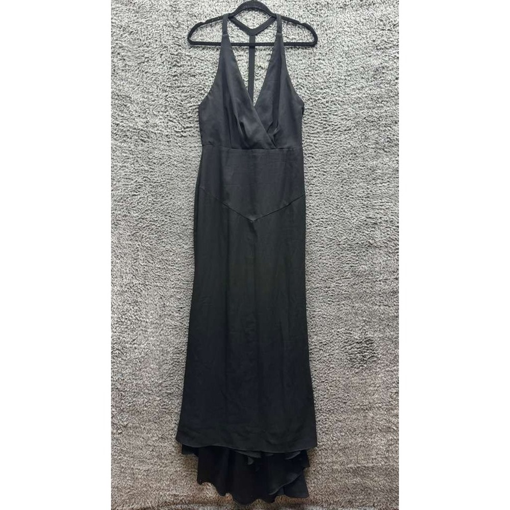 Jarlo Halter Neck Ruffled A-line Wrap Maxi Dress Black Womens Size 10 US